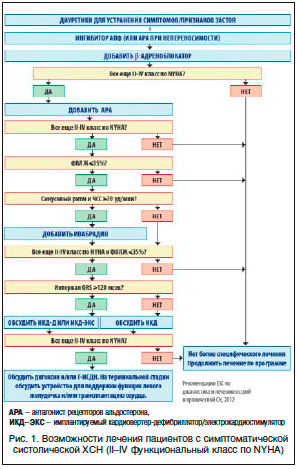 Рис. 1. Возможности лечения пациентов с симптоматической систолической ХСН (II–IV функциональный класс по NYHA)