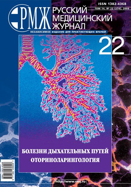 Болезни дыхательных путей. Оториноларингология № 22 - 2006 год | РМЖ - Русский медицинский журнал