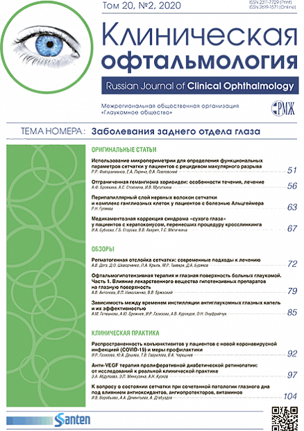 Клиническая офтальмология № 2 - 2020 год | РМЖ - Русский медицинский журнал