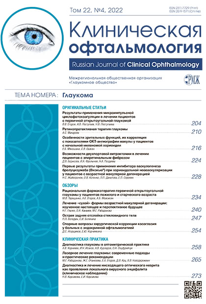Клиническая офтальмология № 4 - 2022 год | РМЖ - Русский медицинский журнал