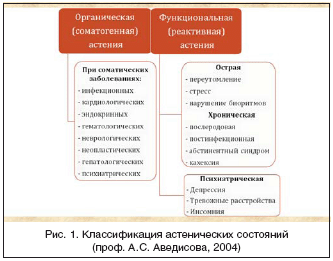 Рис. 1. Классификация астенических состояний (проф. А.С. Аведисова, 2004)