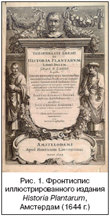 Рис. 1. Фронтиспис иллюстрированного издания Historia Plantarum, Амстердам (1644 г.)