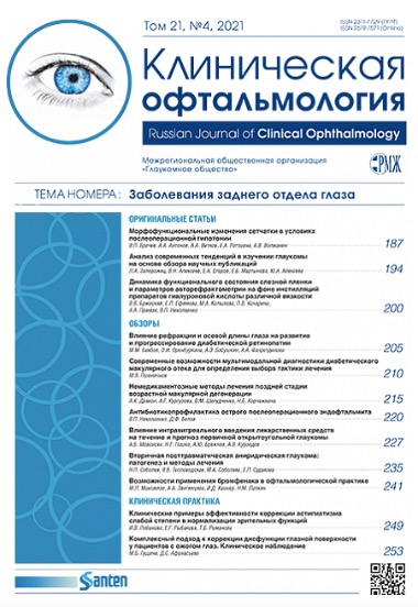 Уважаемые коллеги! На сайте опубликован новый номер РМЖ. Клиническая офтальмология Т.21, №4, 2021. Рис. №1