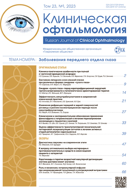 Клиническая офтальмология № 1 - 2023 год | РМЖ - Русский медицинский журнал