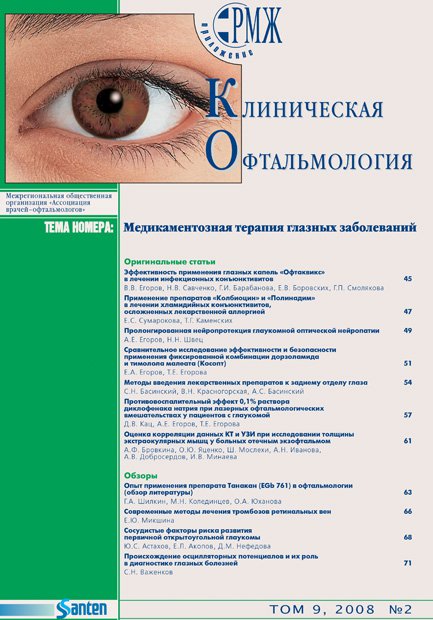 KOFT, Медикаментозная терапия глазных заболеваний № 2 - 2008 год | РМЖ - Русский медицинский журнал