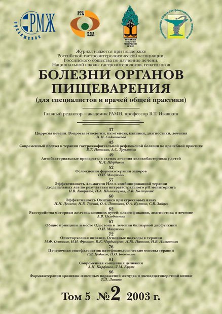 Болезни органов пищеварения № 2 - 2003 год | РМЖ - Русский медицинский журнал