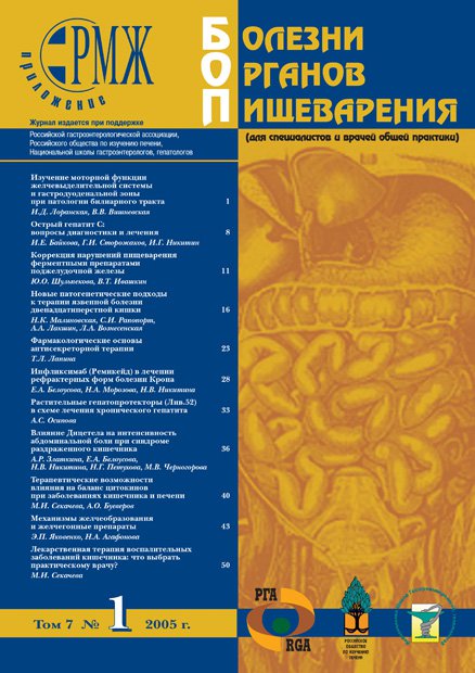 Болезни органов пищеварения № 1 - 2005 год | РМЖ - Русский медицинский журнал