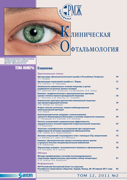 Клиническая офтальмология. Глаукома № 2 - 2011 год | РМЖ - Русский медицинский журнал