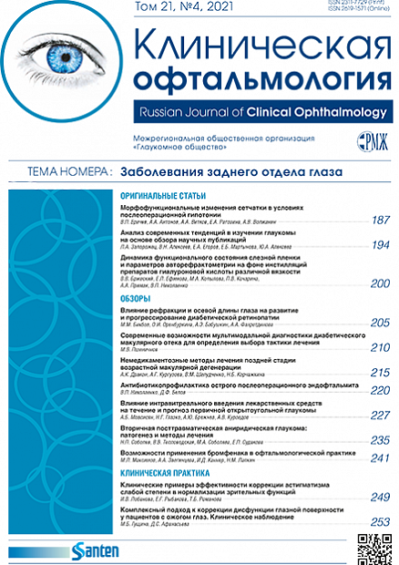Клиническая офтальмология № 4 - 2021 год | РМЖ - Русский медицинский журнал