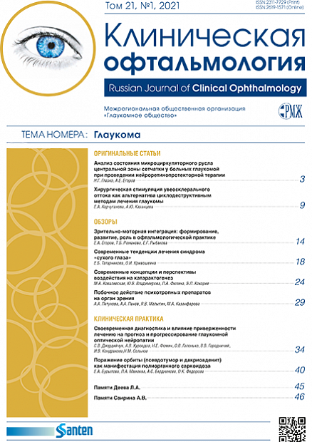 Клиническая офтальмология № 1 - 2021 год | РМЖ - Русский медицинский журнал