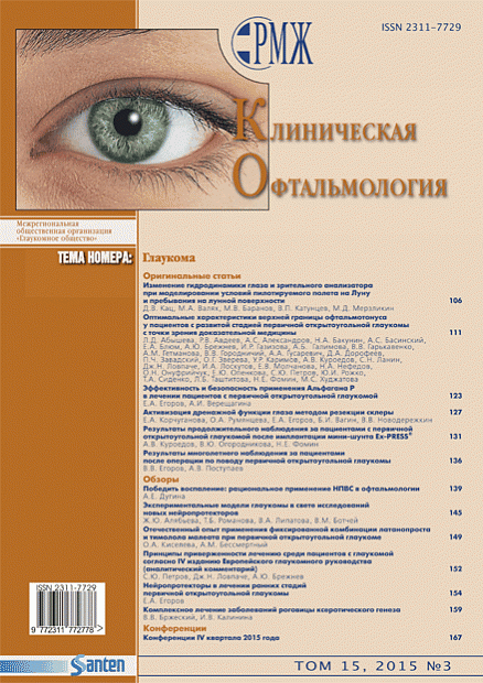 Клиническая офтальмология. Глаукома № 3 - 2015 год | РМЖ - Русский медицинский журнал